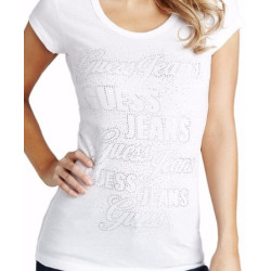 Dámské tričko Guess Doris bílé triko s kamínky