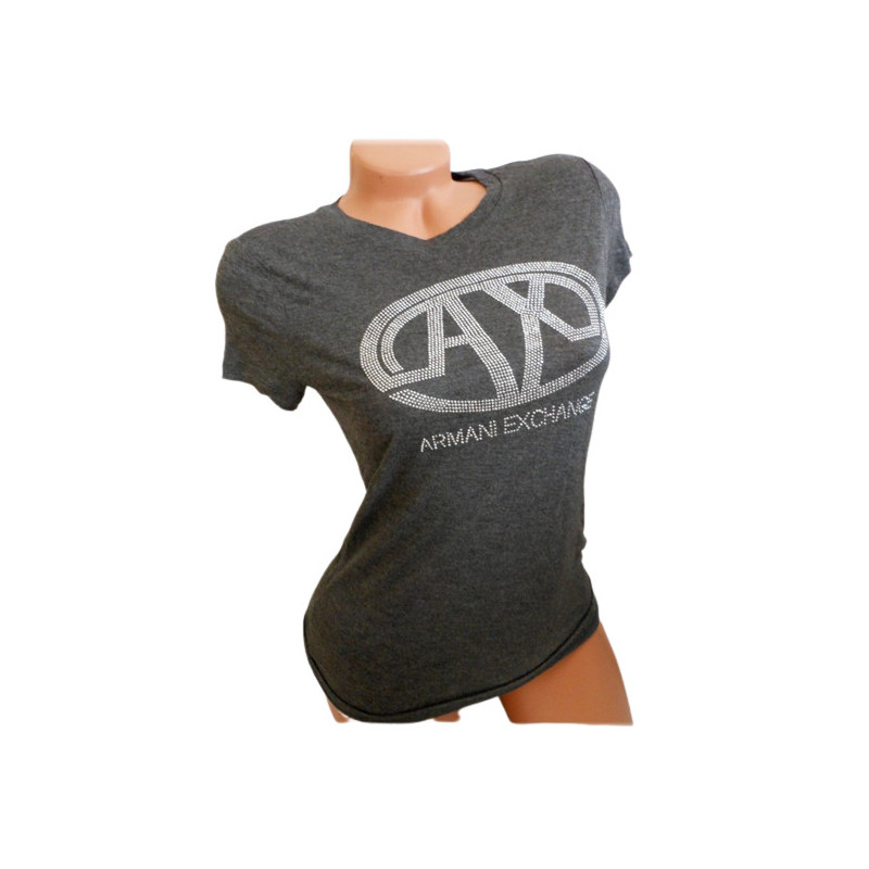 Dámské tričko Armani Exchange  - šedé triko s kamínky