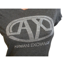 Dámské tričko Armani Exchange  - šedé triko s kamínky