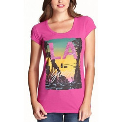 Dámské tričko Guess Wyatt Los Angeles růžové triko