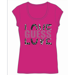 Dámské tričko Guess Disiac růžové triko s kamínky