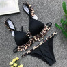 Dámské plavky černé bikiny s leopardími lemy a volánky PUSH-UP