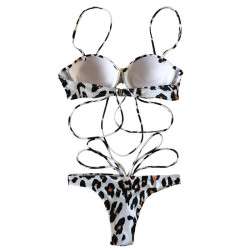 Dámské plavky leopardí push - up bikiny