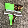 Dámské plavky leopardí bikiny s bílou a zelenou kombinací se sponou