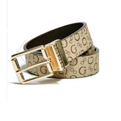 Opasek Guess černý / hnědý oboustranný logový