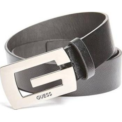 Pánský opasek Guess černý vzhled Saffiano kůže