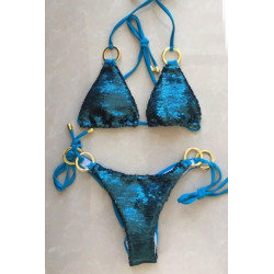 Dámské plavky - modré bikiny s flitry