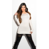 svetr Koucla pulovr - tunika s leopardím průstřihem na zádech bílá