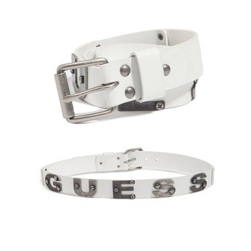 Pánský opasek Guess Metal Text opasek s písmeny bílý