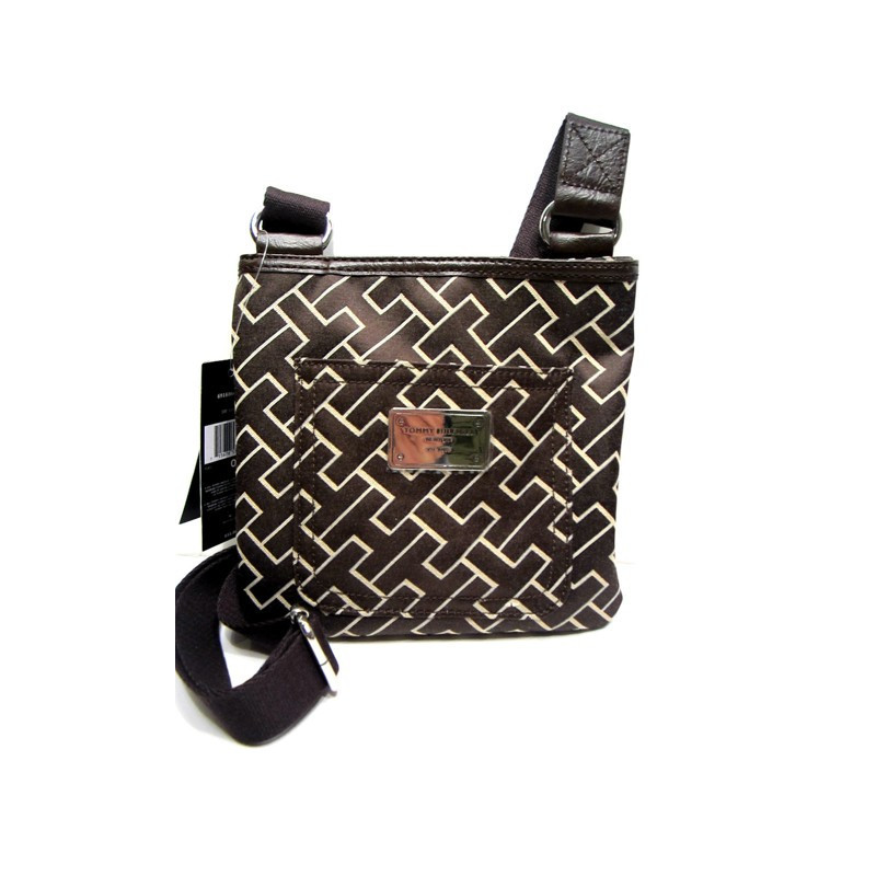 dámská kabelka Tommy Hilfiger hnědá Crossbody s velkými logy
