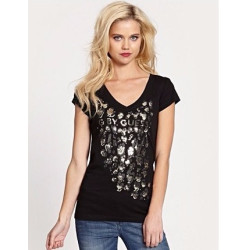 Dámské tričko G by Guess Fabia černé triko s flitry