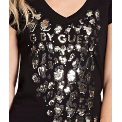 Dámské černé tričko GUESS s potiskem | Lastyle.cz
