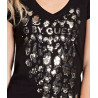 Dámské černé tričko GUESS s potiskem | Lastyle.cz