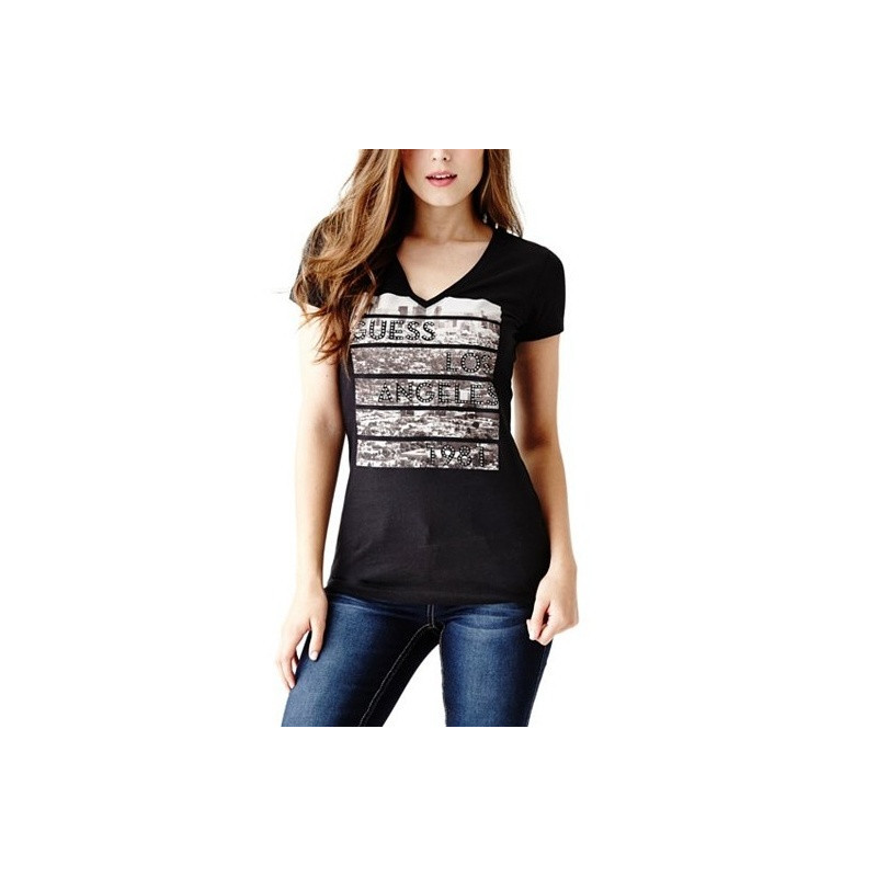 Dámské černé tričko GUESS Bernadette Los Angeles | Lastyle.cz