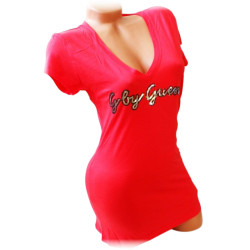 Červené dámské tričko G by GUESS ze 100% bavlny. ✨ Nápis z flitrů, vyšitá andělská křídla vzadu a maximální pohodlí! ❤️