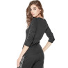 Dámské tričko Guess Amora rhinestone logo černé triko s dlouhým rukávem