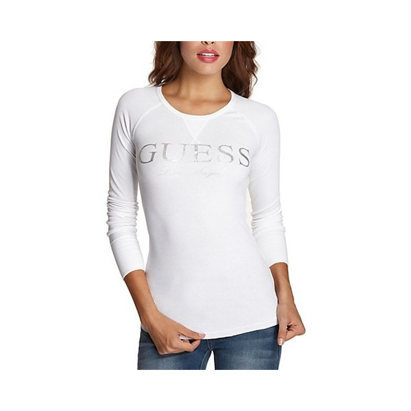 Dámské tričko Guess Micki Thermal Top bílé triko