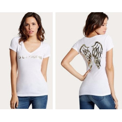Dámské tričko G by GUESS Jasleen Wing bílé triko s andělskými křídly