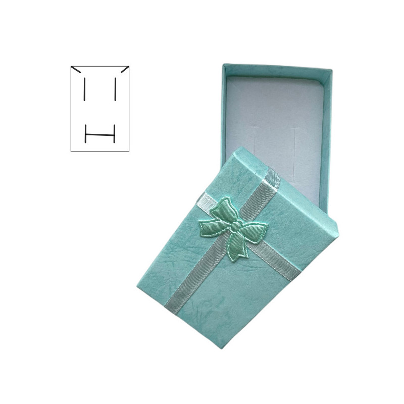 Krabička na šperky obdélníková tyrkysová s mašličkou