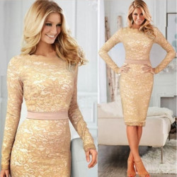 Dámské béžové šaty s krajkou