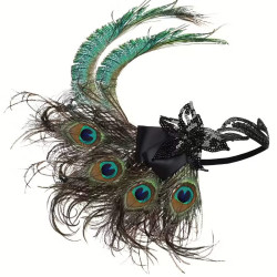 Luxusní sponka (čelenka) styl Great Gatsby - 20.léta s pavím peřím