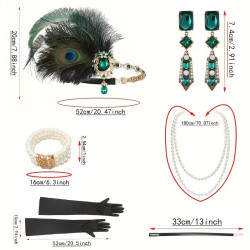 Plesová čelenka styl Great Gatsby,náramek,perly, náušnice,rukavice, náustek