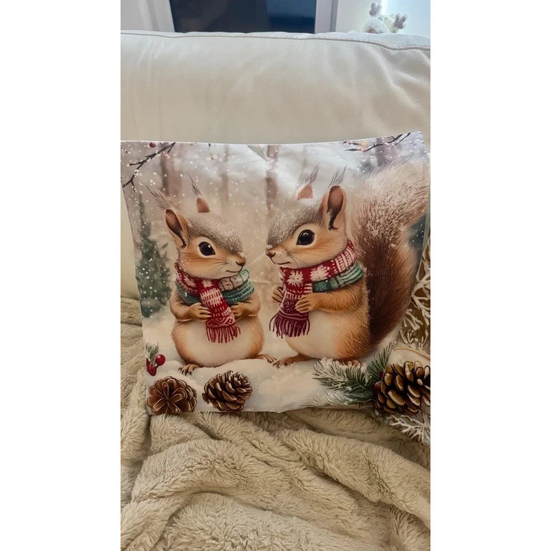 Vánoční povlak na polštářek 1 ks veverka