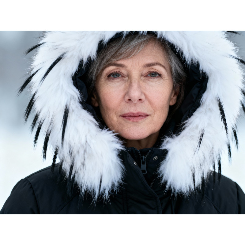 Kožešinový límec bílé barvy s melírem