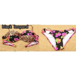 Dámské leopardí bikiny s květinami a push-up efektem | Lastyle.cz