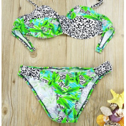 Luxusní push-up bikiny s leopardím a tropickým vzorem | Lastyle.cz