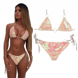 Luxusní perleťové bikiny s flitry | Růžovomeruňkové | Lastyle.cz
