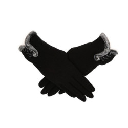 Dámské rukavice s kožešinkou a kamínky na dotykový displej