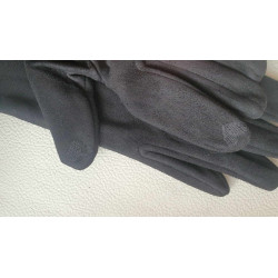 dámské černé rukavice semišového vzhledu s kamínky a peřím