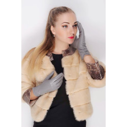 dámské zimní šedé rukavice z jehněčí kůže s kožešinkou hladká kůže