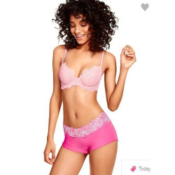 Růžové krajkové kalhotky Victoria's Secret Boyshort | Lastyle.cz