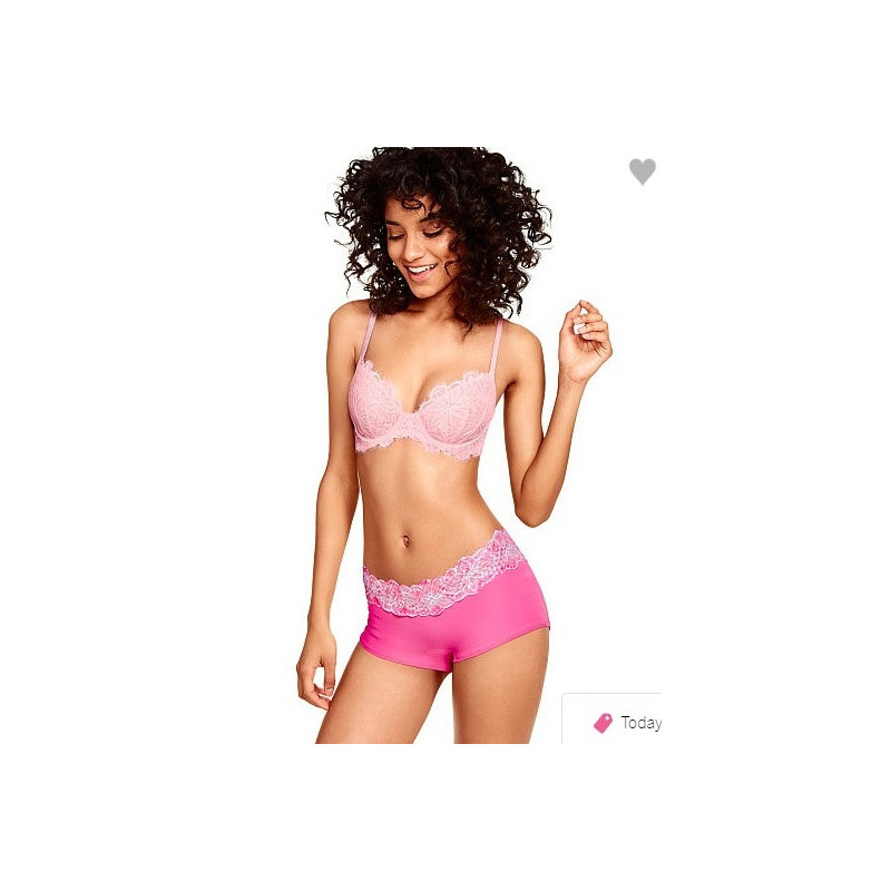 Růžové krajkové kalhotky Victoria's Secret Boyshort | Lastyle.cz