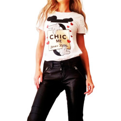 Dámské tričko s potiskem myšáka a s kamínky