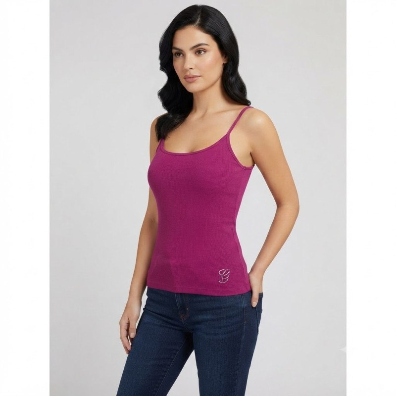 Fuchsiové dámské tílko G by Guess s kamínky