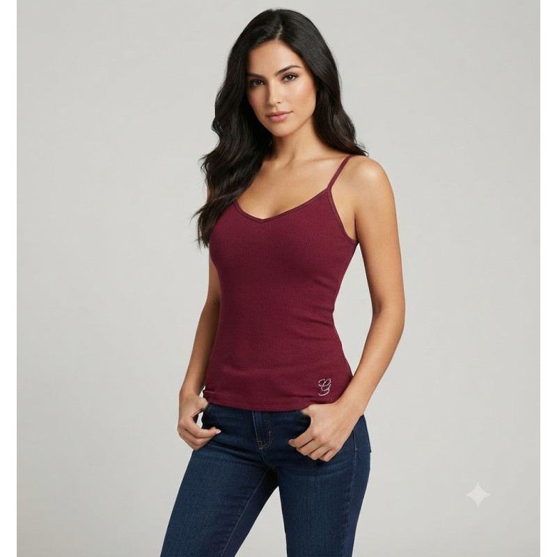 Vínové dámské tílko G by Guess s kamínky