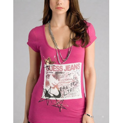 Dámské růžové tričko Guess Jeans Flirty Fuchsia | E-shop