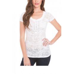Dámské bílé tričko Guess Kelley Burnout | E-shop