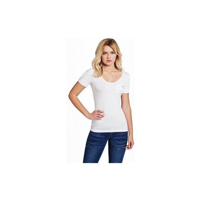 Dámské bílé tričko Guess Adria Solid Top | E-shop