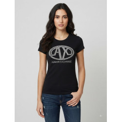 Dámské černé tričko Armani Exchange | Kamínkové logo A|X | E-shop
