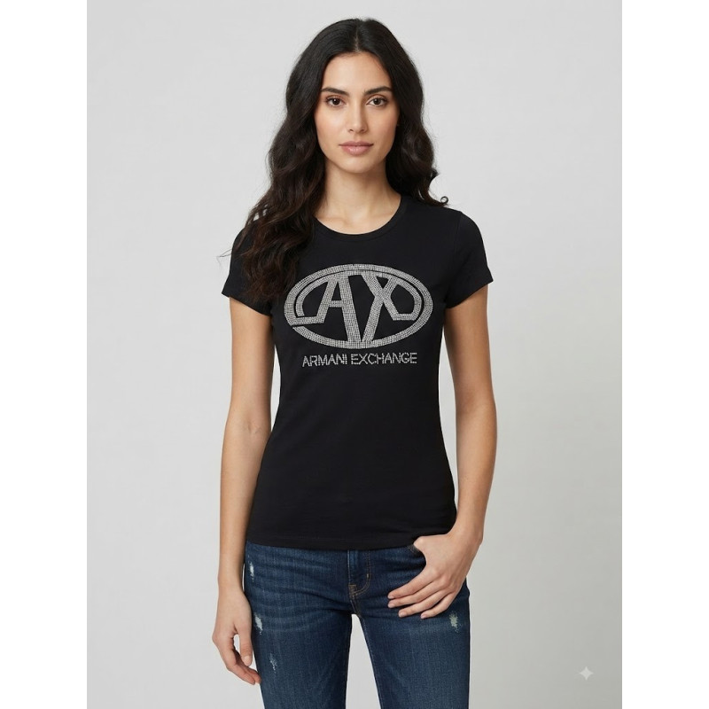 Dámské černé tričko Armani Exchange | Kamínkové logo A|X | E-shop