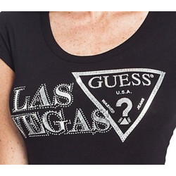 Dámské černé tričko Guess Las Vegas | Kamínkové logo