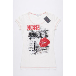 Dámské třpytivé tričko GUESS s potiskem | lastyle.cz