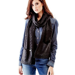 Guess šála s kapsičkami černá lesklá