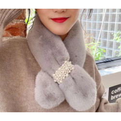 Dámská - dívčí šála vzhled králík šedá s perličkami