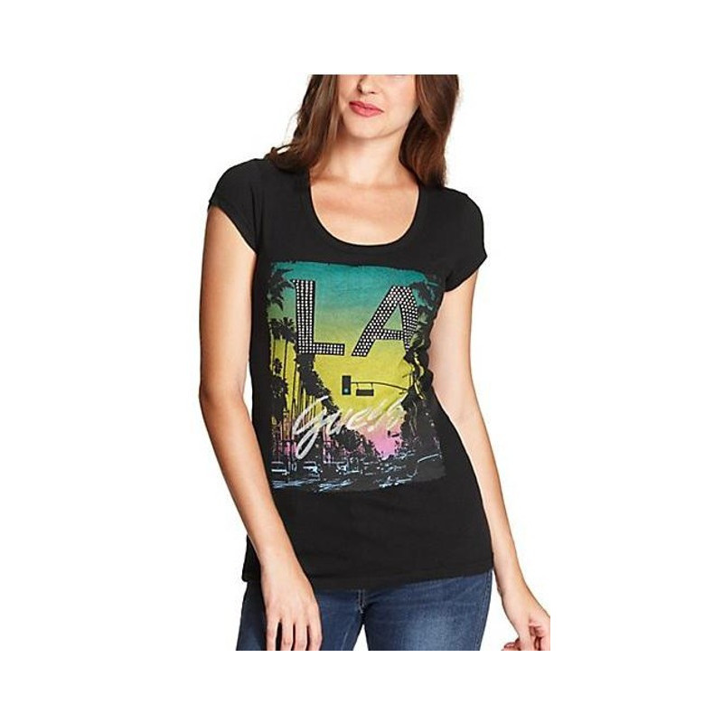 Dámské černé tričko Guess Wyatt Los Angeles